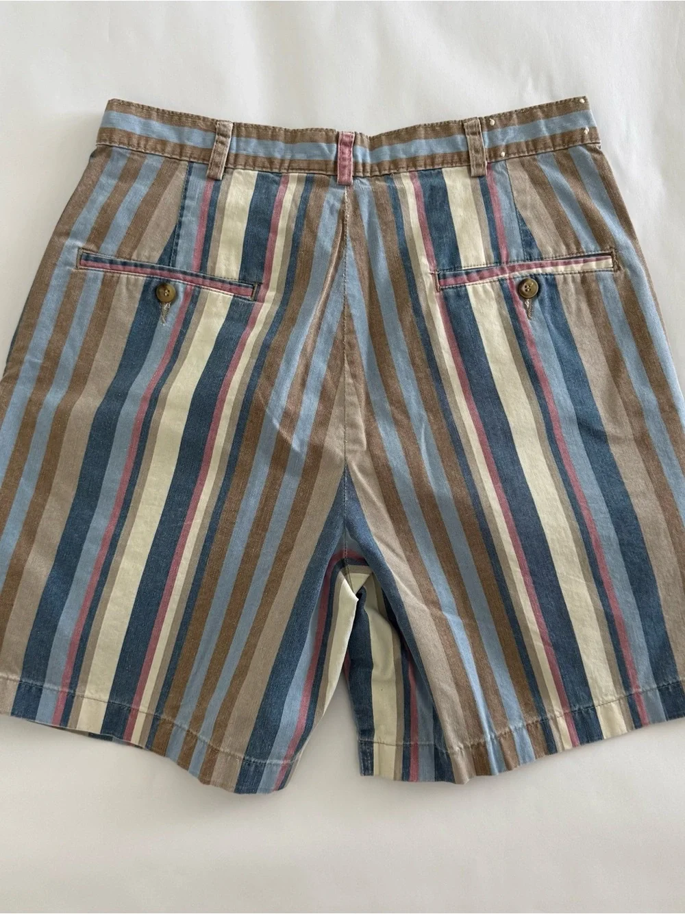 Vintage Ruff Hewn Striped Pleated Men’s Shorts Size 32 X 7” Granpa Chic 80s 90s